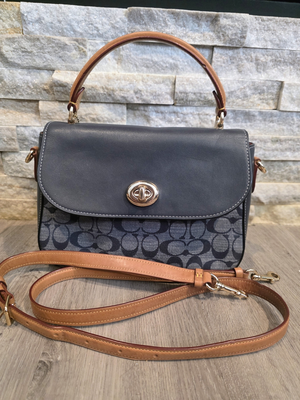 Coach Marlie Top Handle Sig C Chambray Crossbody